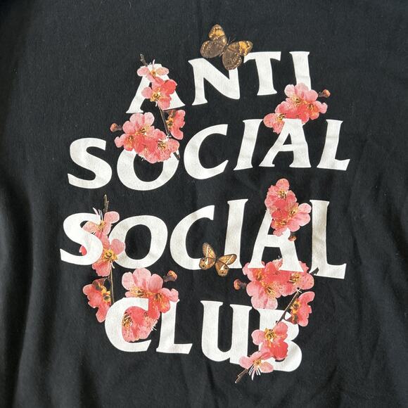 Anti Social Social Club Sweater Mens Small Floral Crew Neck Emo Skater Grunge - Picture 2 of 5